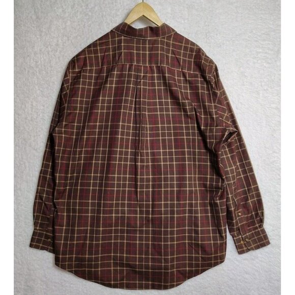 Brooks Brothers Long Sleeve Button Shirt Men's L Plaid Non-Iron Brown - Picture 2 of 9